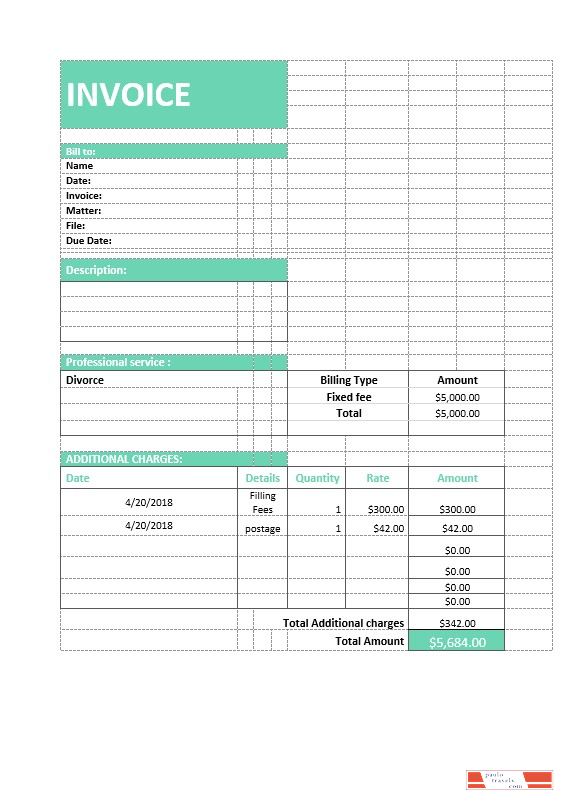 Legal Service Invoice Template PSD template